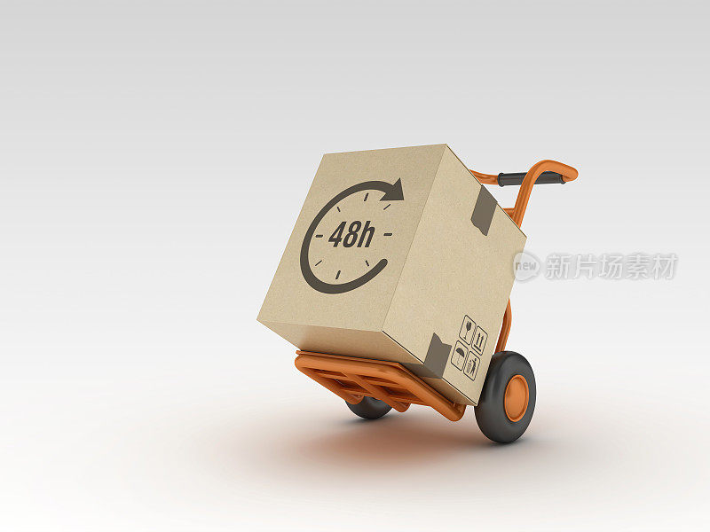 手卡车和纸箱48H - 3D渲染